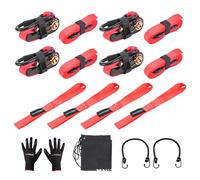 4x Cinghie di Tensione Cricchetto & Gancio a S con clip 25mm 4,5M Rosso 997kg