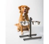 4x Ciotola Doppia Regolabile Altezza 2x1600ml Acciaio Inox per Cane