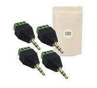 4x CJT Adattatore Jack 3,5mm a morsettiera terminale morsetto - Presa Audio Maschio Jack Minijack con 3 uscite a morsetti con Vite Femmina placcato oro 18K - senza saldatura - Adaptout marca francese