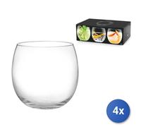 4x Confezione H&H 6 bicchieri in vetro modello Bubbly cl 46