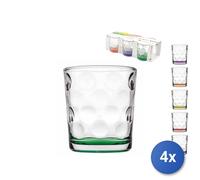 4x Confezioni 6 Bicchieri Acqua Marca Pasabahce Modello Space Fondi Colorato