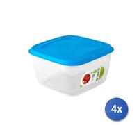 4x Contenitori Ermetici Quadrata Litri 2 Tappo Azzurro Gio Style