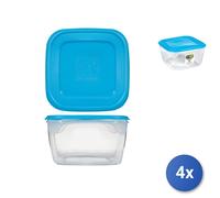 4x Contenitori Ermetici Quadrata Litri 3 Tappo Azzurro Gio Style