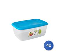 4x Contenitori Ermetici Rettangolari Litri 1,5 Tappo Azzurro Gio Style