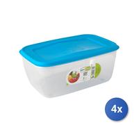 4x Contenitori Ermetici Rettangolari Litri 2 Tappo Azzurro Gio Style