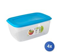 4x Contenitori Ermetici Rettangolari Litri 3 Tappo Azzurro Gio Style