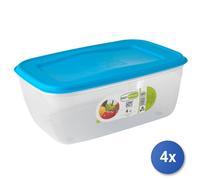 4x Contenitori Ermetici Rettangolari Litri 4 Tappo Azzurro Gio Style