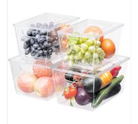 4x Contenitori per Frigo con Coperchi Organizzazione Cucina e Ripiani Dispensa