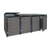 4x copribidoni box spazzatura rifiuti HWC-K14 84x264x119cm metallo WPC antracite