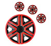 Set 4 Copricerchi 16 Pollici Action Coppe Rosso Nero Universali per Hyundai