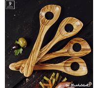 4x Cucchiaio Risotto da Cucina Di Ulivo Paletta per Frittata Classico Legno 35cm