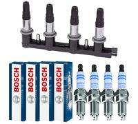 4x Delphi Bobina Accensione + 4x Bosch Candela Doppio Iridio per Opel Meriva B