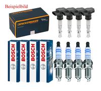 4x Denckermann Bobina Accensione + 4x Bosch Candela Doppio Iridio per Ford S -