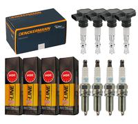4x Denckermann Bobina Accensione + 4x NGK Candela V-Line per Renault Laguna I