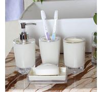 4x Dispenser di Sapone, Portaspazzolino, Organizer, Elementi Essenziali per
