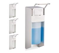 4x Dispenser Sapone 500 ml, Erogatore Disinfettante Fissaggio a Parete, Dosatore Bagno, Portasapone Gomito, Bianco
