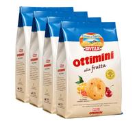 4X Divella Ottimini alla Frutta Biscotti con Arancia, Limone e Ciliegie - Frollini Italiani per Colazione e Merenda 350g