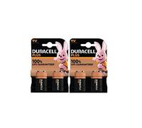 4X Duracell 9V Plus 6LR61/MN1604 Alcalina (2 Blister Da 2 Batterie) 4 Pile