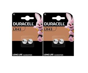 4X Duracell LR43 186 V12GA (2 Blister Da 2 batterie) 4 Pile
