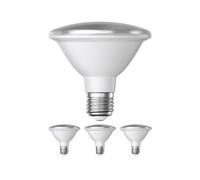 ledscom.de 4x E27 lampadina LED, PAR30 collo corto, bianco (4200 K), 13 W, 1025lm, 43°, specchio riflettore (argento)