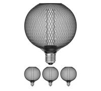 4x E27 LED lampada a gabbia in metallo nero G120 extra bianco caldo (1800 K)