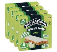 4X Eat Natural Fetta alla Frutta Mela Barretta con Mela, Datteri e Mandorle Senza Glutine (Gluten Free) 100g
