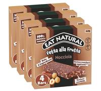 4X Eat Natural Fetta alla Frutta Nocciola Barretta con Datteri e Nocciole Senza Glutine (Gluten Free) 120g