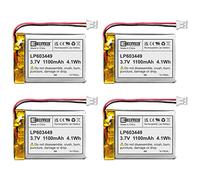 4X EEMB 3.7V 1100mAh 603449 Lipo Batteria ricaricabile agli ioni di polimero di litio con connettore JST-Assicurarsi che la polarità del dispositivo corrisponda alla batteria prima dell'acquisto!!!