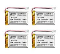 4X EEMB 3.7V 2000mAh 103454 Batteria Lipo Batteria ricaricabile ai polimeri di litio con connettore JST-Fai una polarità sicura del dispositivo corrispondente con la batteria prima dell'acquisto !!!