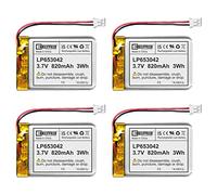4X EEMB 3.7V 820mAh 653042 Lipo Batteria ricaricabile agli ioni di polimero di litio con connettore JST-Assicurarsi che la polarità del dispositivo corrisponda alla batteria prima dell'acquisto!!!