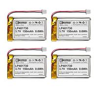 4X EEMB 3.7V Lipo 150mAh 401730 Batteria ricaricabile ai polimeri di litio con connettore Molex UN38.3-Fai una polarità sicura del dispositivo corrispondente con la batteria prima dell'acquisto !!!