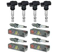 4x Era Bobina Accensione + 4x NGK Candela Laser Platinum Adatto per VW EOS 1F7