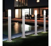 4x Esterno Piantana Acciaio Inox Argento Giardino Colonne Lampione Altezza 80cm [EEK: Inaditato]
