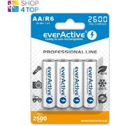 4x EverActive Pro AA Ni-MH 2500mAh 1.2V Batterie Ricaricabili Blister Pack