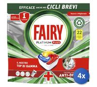 4x Fairy Tabs Lavastoviglie 22 Pezzi Platinum Plus Limone Made In Italy