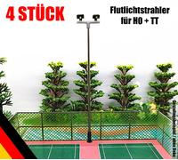 4X Faretto Alogeno Faretto H0 TT 11,5Cm Con 2 LED Fari Sul Polo (L10)