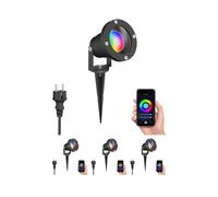 ledscom.de 4x Faretto da giardino a LED DUK picchetto nero a terra per esterni, alluminio, IP65, incl. lampada LED Smart Home RGBW GU10, 5,41W, 473lm