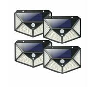4X FARETTO PANNELLO SOLARE 100 LED SENSORE DI MOVIMENTO LUCE ESTERNO GIARDINO