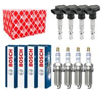 4x FEBI BILSTEIN Bobina + 4x Bosch Candela Doppio Platino per Audi A3 8P1