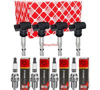 4x Febi BILSTEIN Bobina Accensione + Champion Candela per Mercedes-Benz C Class