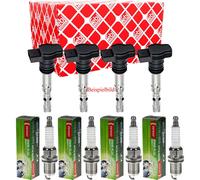 4x Febi BILSTEIN Bobina + Denso Candela per Audi A3 Sportback 8PA 2.0 FSI