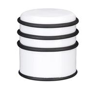 4x Fermaporta a Pavimento, Pesante, Blocca Porte e Finestre, ∅ 7 cm, 3 Anelli in Gomma, Bianco