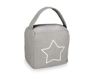 4x Fermaporta a Sacco, Blocca Porte e Finestre, Tessuto, Manico e Stella Decorativa, 18,5x14x10 cm, Grigio