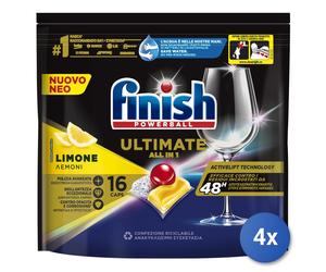 4x Finish Tabs Lavastoviglie 16 Pz. Ultimate All Limome