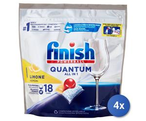4x Finish Tabs Lavastoviglie 18 Pz. Quantum All Limone