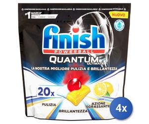4x Finish Tabs Lavastoviglie 20 Pz. Quantum Limone
