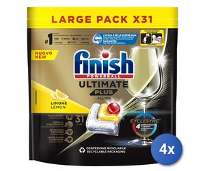 4x Finish Tabs Lavastoviglie 31 Pz. Ultimate Plus Limone