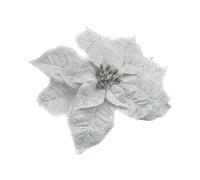 4X Fiore Artificiale natalizio STELLA DI NATALE ARGENTO diametro 30 cm 199K