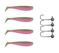 4x Fox Rage Lucioperca Pro Shad+ 4x Pamchion Teste Piombate e Set 8-teilig Corde