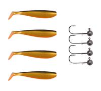 4x Fox Rage Lucioperca Pro Shad+ 4x Pamchion Teste Piombate Set 8-teilig Oro